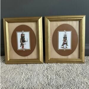 Vintage Kyrat Tuvahoema Hopi prints framed 1983 12x10”set of 2 pair  #39, #40